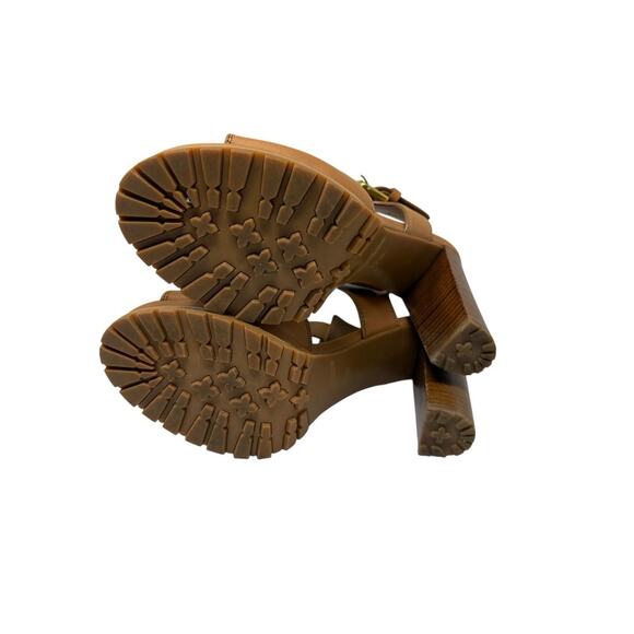 See by Chloe Tan Leather Brooke Stacked Heel Platform Sandal EU 37.5 US 7.5 - Picture 5 of 8